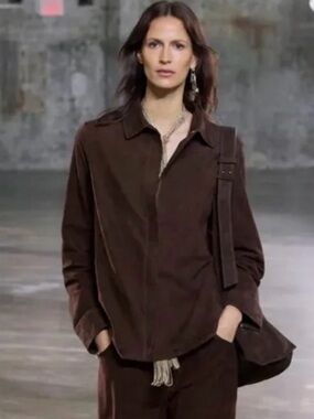 NWT Zara 100% Leather Limited Edition Chocolate Brown Suede Shirt Jacket